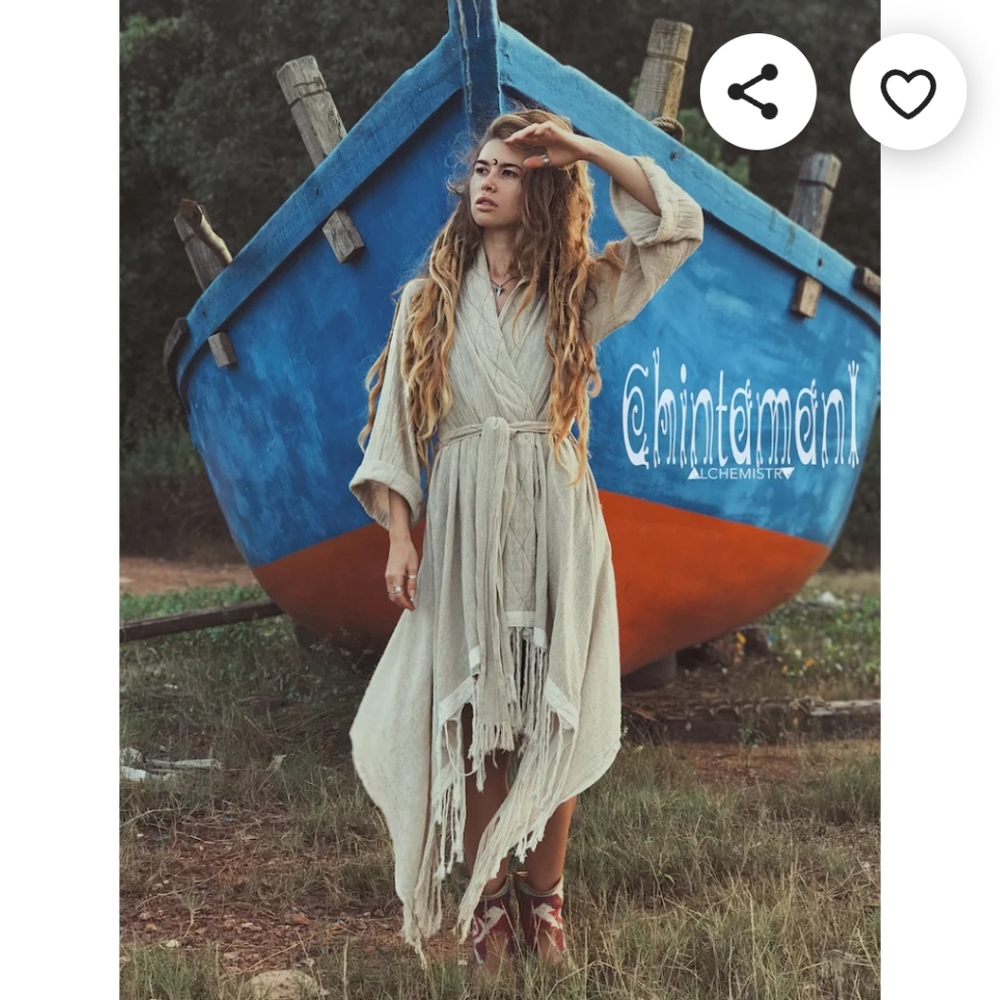 Boho goddess raw cotton kaftan